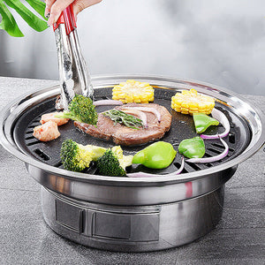 Experience the Joy of Cooking with the Portable Round Stainless Steel Charcoal Korean BBQ Grill