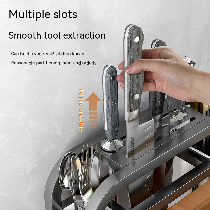 Transform Your Kitchen with the Stainless Steel Knife Holder Multifunctional Storage Rack