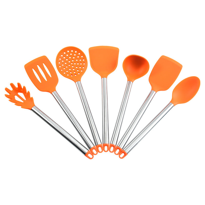 7-Piece Stainless Steel and Silicone Kitchen Utensil Set
