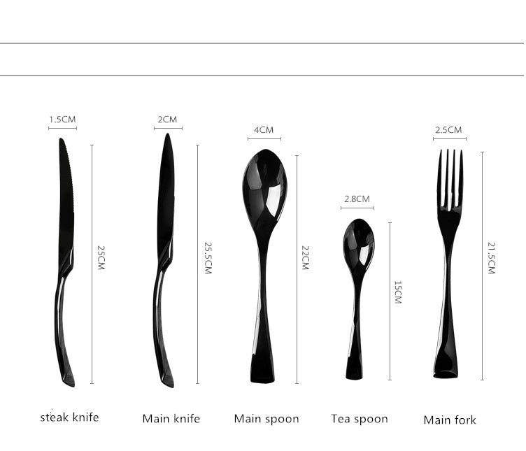 Black Stainless Steel Fork and Knife Dinnerware Set