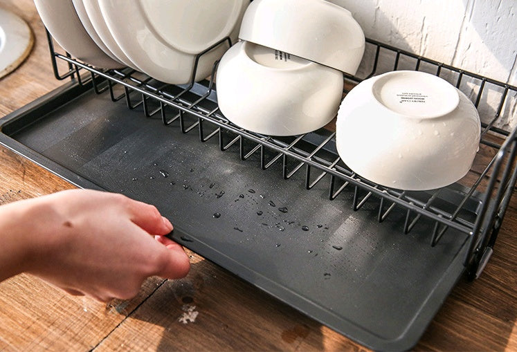Multi-Function Double-Layer Kitchen Dish Drying and Storage Rack