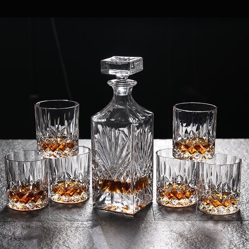 Lead-Free Crystal Whiskey Glass and Decanter Set 6pcs
