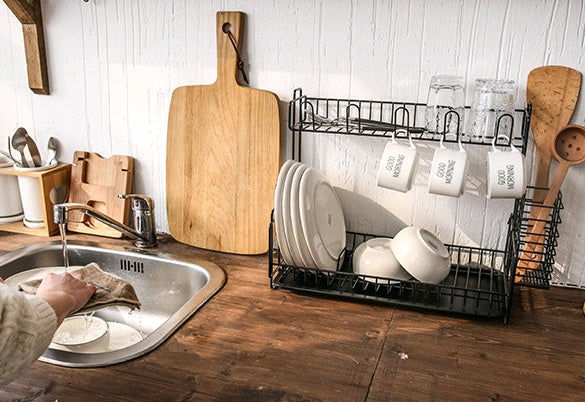 Multi-Function Double-Layer Kitchen Dish Drying and Storage Rack