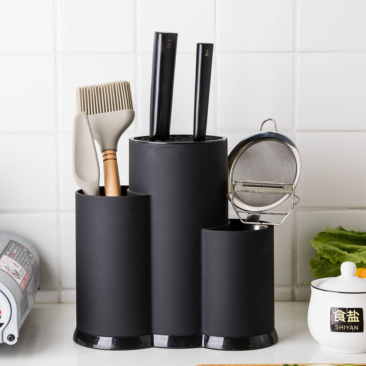 TPR Knife Holder and Cutting Board Multi-Functional Kitchen Storage Rack
