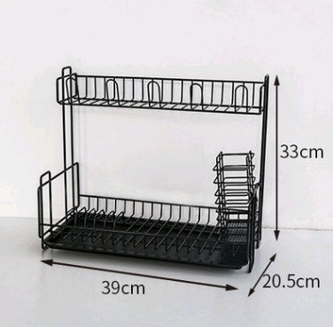 Multi-Function Double-Layer Kitchen Dish Drying and Storage Rack
