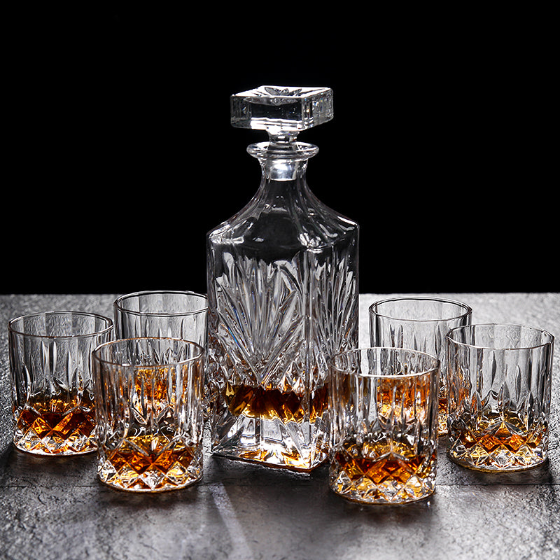 Lead-Free Crystal Whiskey Glass and Decanter Set 6pcs
