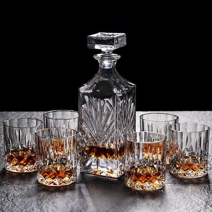 Lead-Free Crystal Whiskey Glass and Decanter Set 6pcs