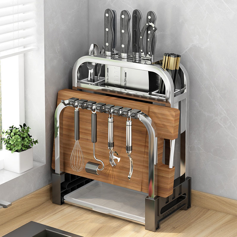 Stainless Steel Knife Holder Multifunctional Storage Rack