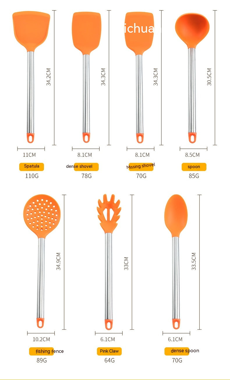 7-Piece Stainless Steel and Silicone Kitchen Utensil Set