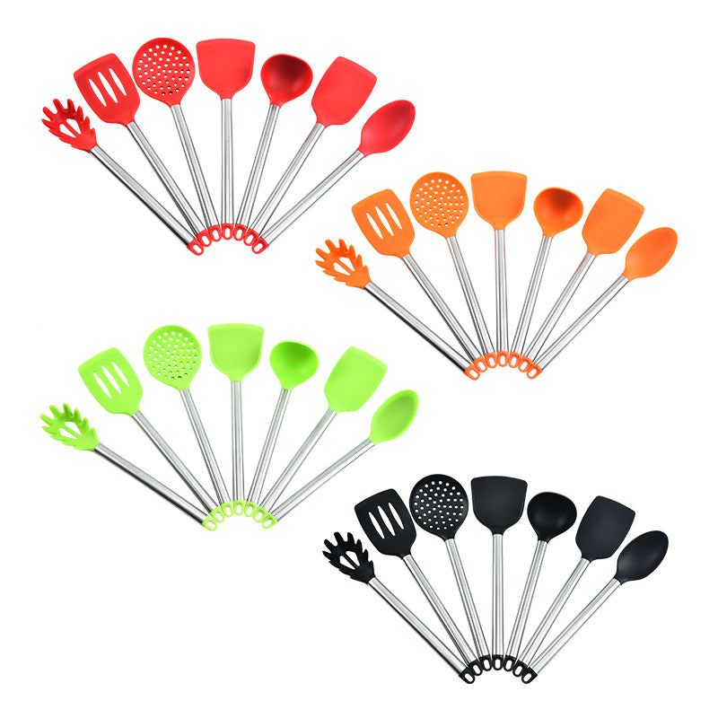 7-Piece Stainless Steel and Silicone Kitchen Utensil Set