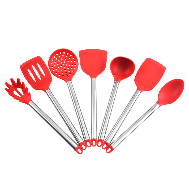 7-Piece Stainless Steel and Silicone Kitchen Utensil Set