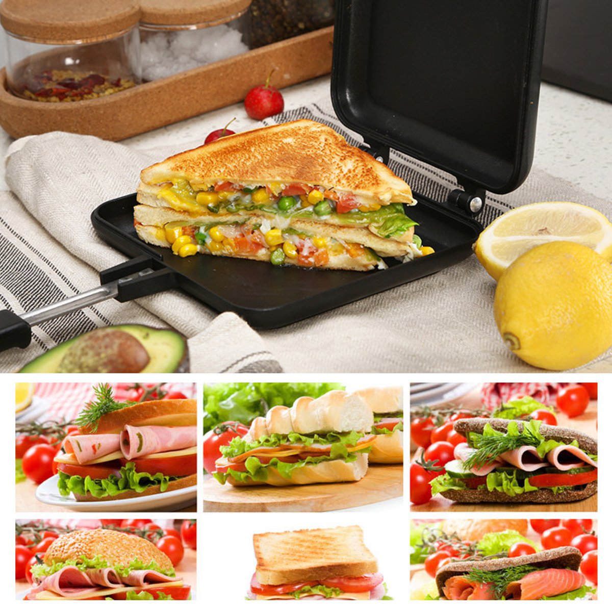 Induction-Compatible Sandwich and Breakfast Frying Pan