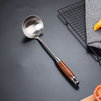 304 Stainless Steel Kitchen Spoon with Huali Wooden Handle