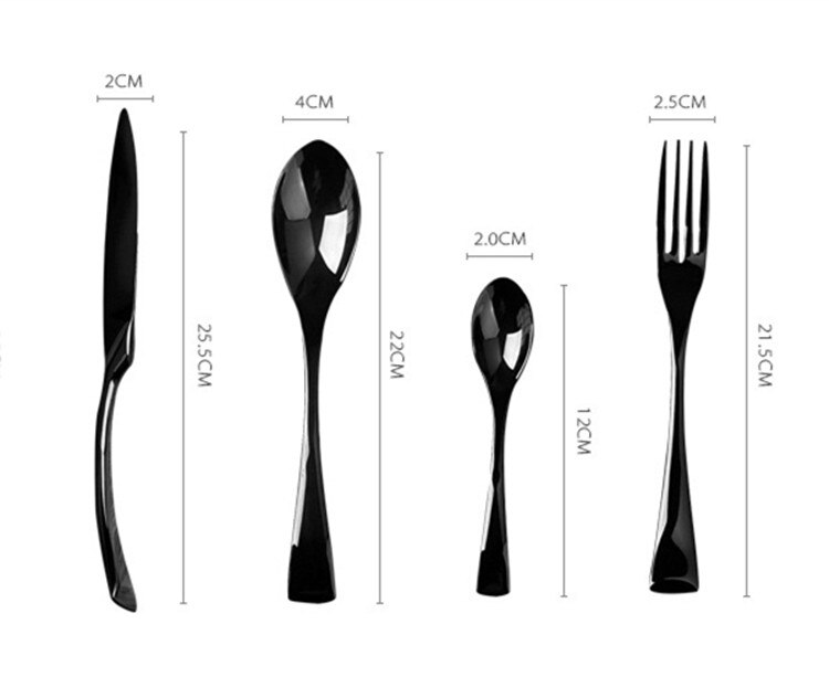 Black Stainless Steel Fork and Knife Dinnerware Set