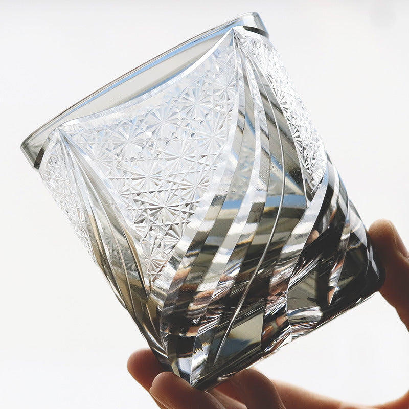 Hand Carved Crystal Whiskey and Wine Glass