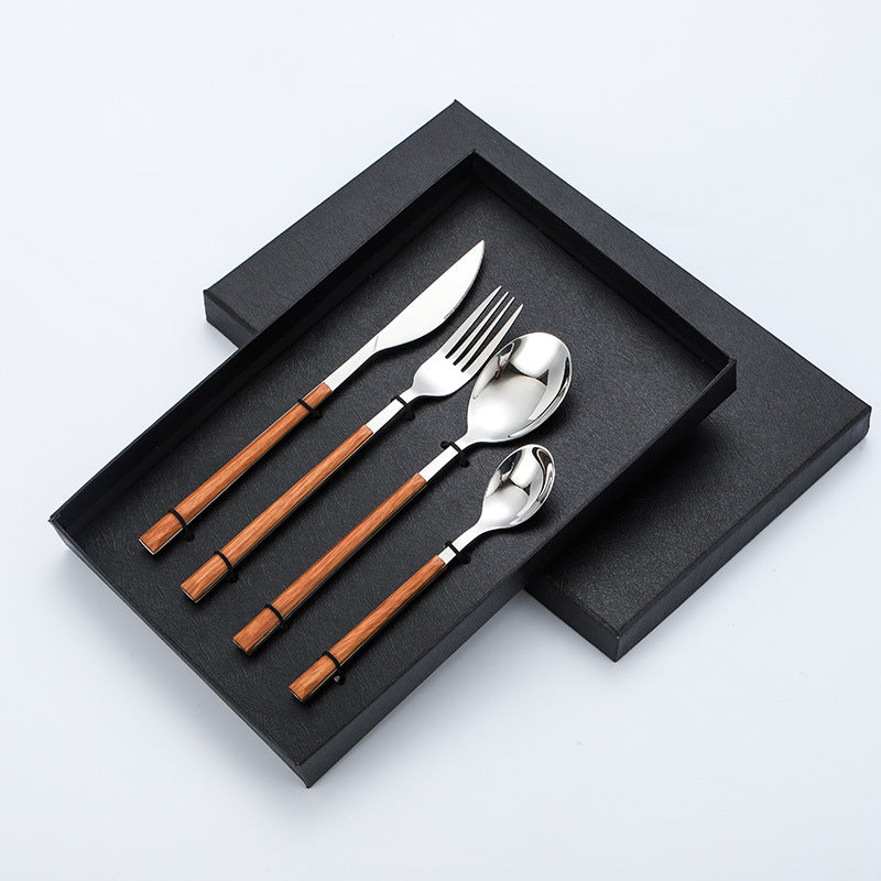 Stainless Steel Wood Grain Steak Spoon