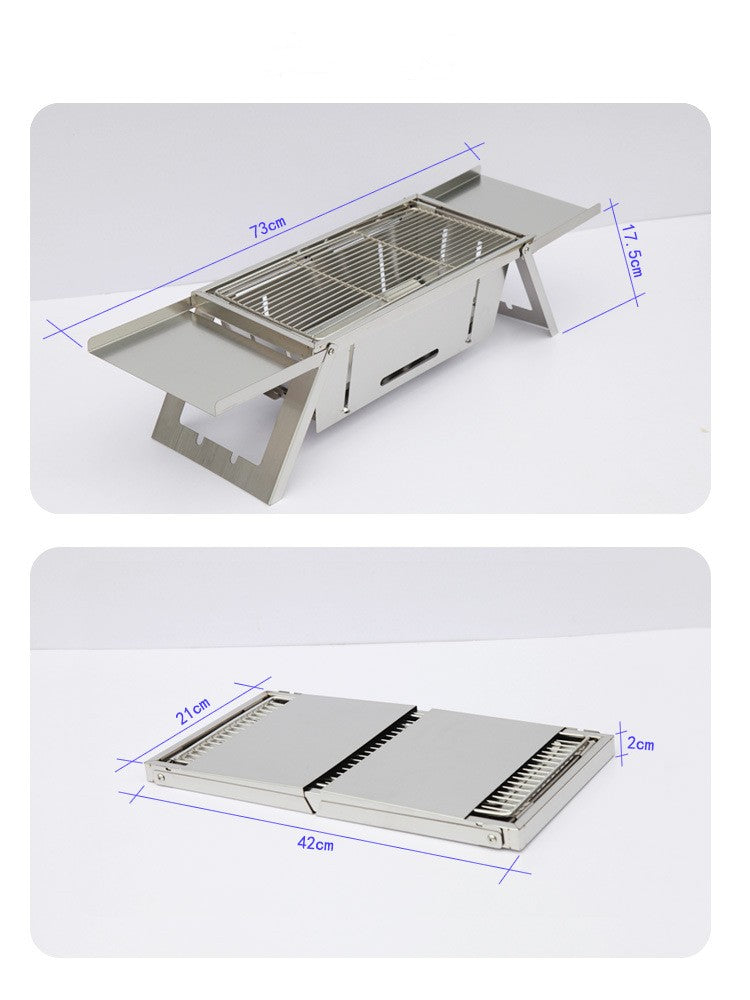Outdoor Thickened Fold Stainless Steel Barbecue Grill