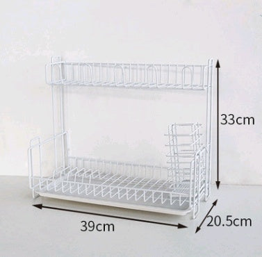 Multi-Function Double-Layer Kitchen Dish Drying and Storage Rack