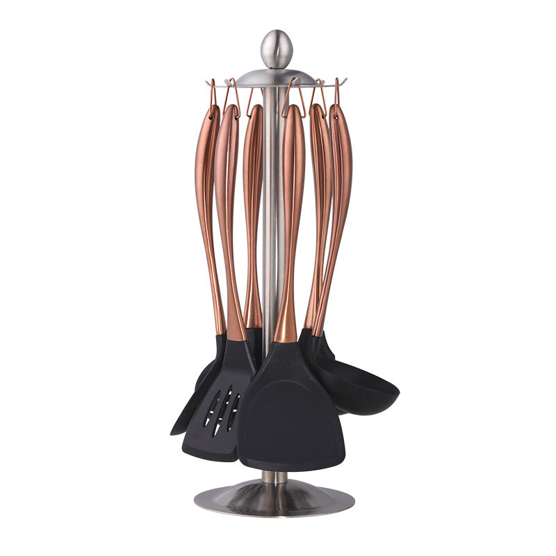 7-Piece Nonstick Pan Stir-Fry Utensil Set with Stand