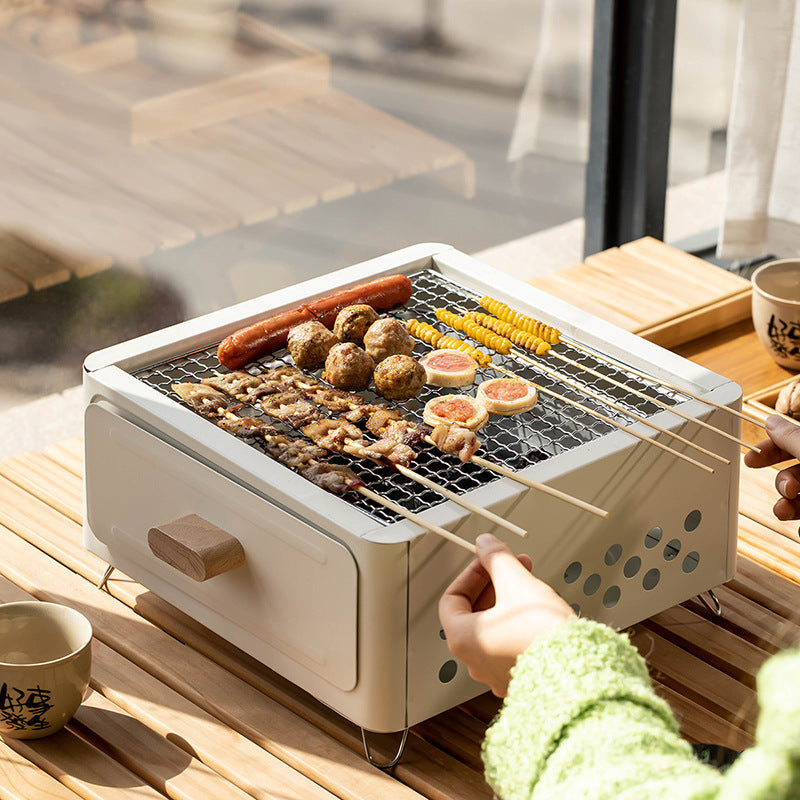 Square Outdoor Charcoal Barbecue Grill Oven