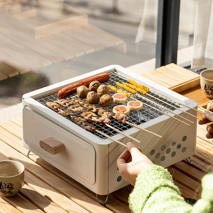 Square Outdoor Charcoal Barbecue Grill Oven