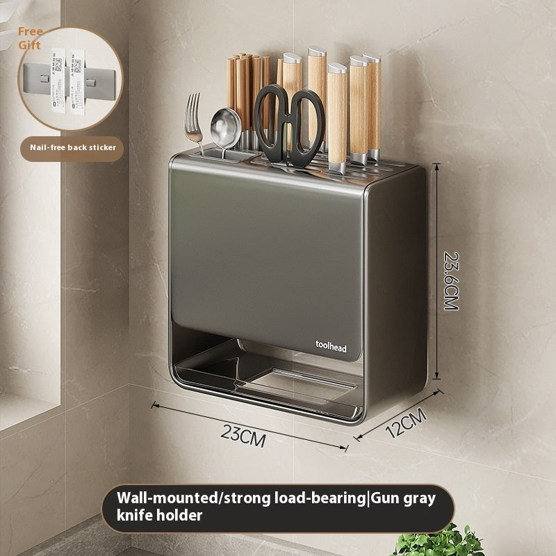 Gun Gray Kitchen Knife Storage and Holder Rack