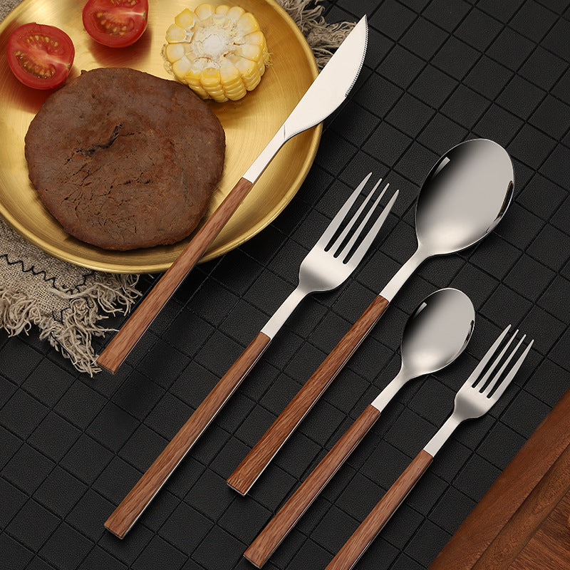 Stainless Steel Wood Grain Steak Spoon