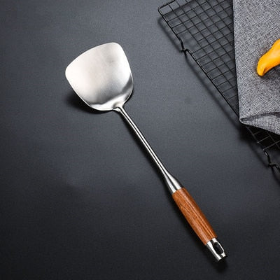 304 Stainless Steel Kitchen Spoon with Huali Wooden Handle