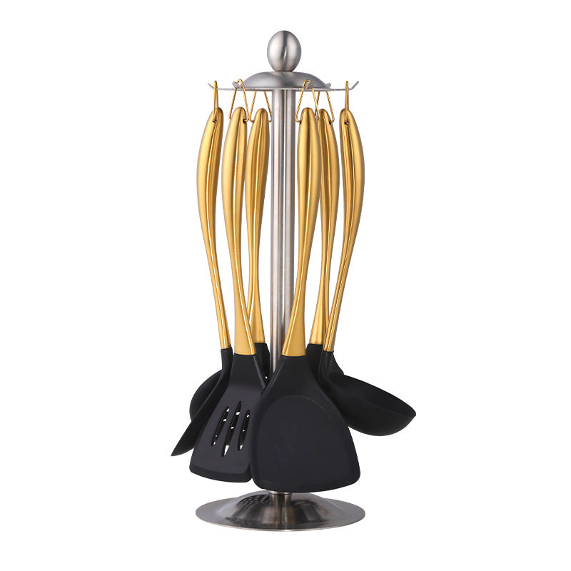 7-Piece Nonstick Pan Stir-Fry Utensil Set with Stand