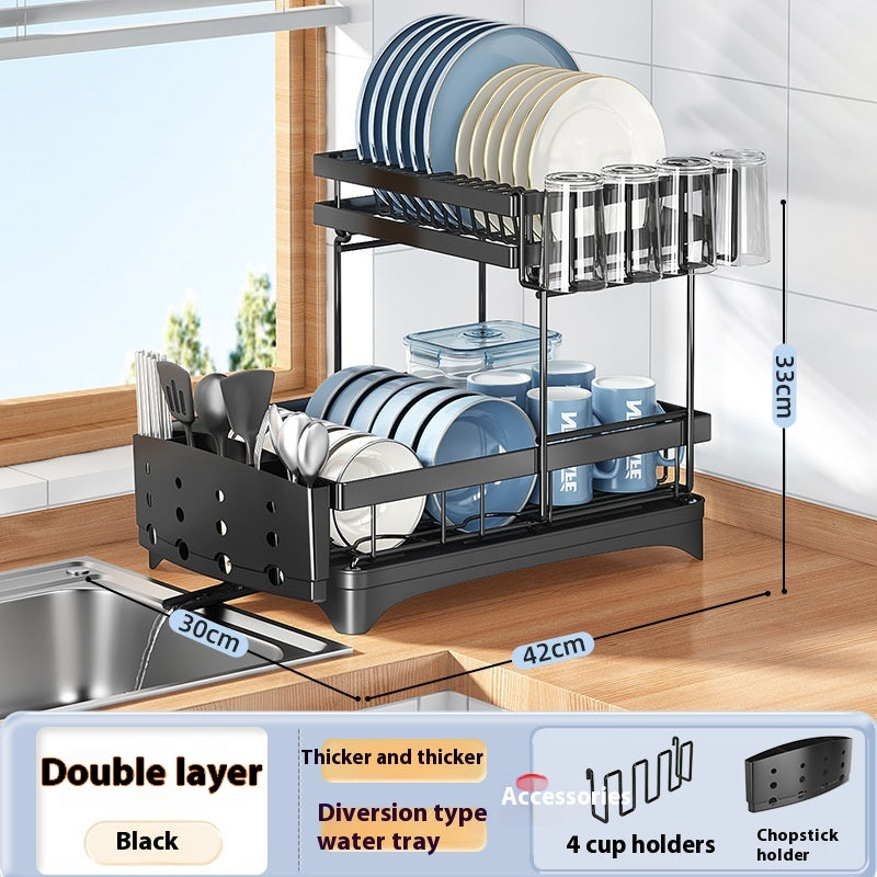 Kitchen Dish Drying and Storage Rack