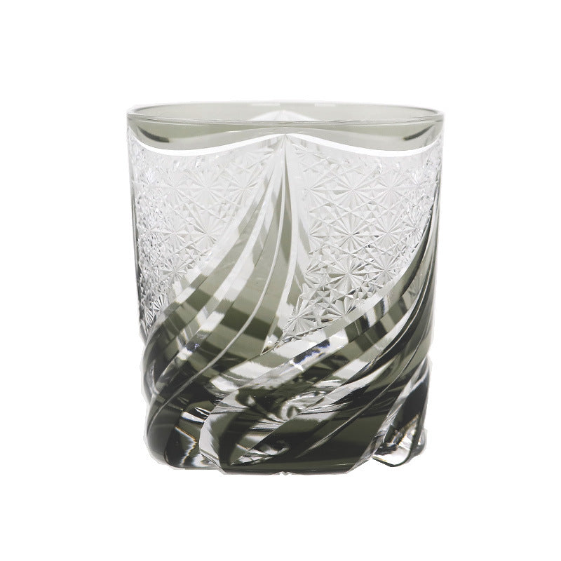 Hand Carved Crystal Whiskey and Wine Glass