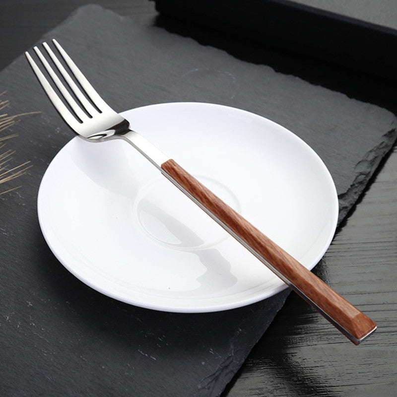 Stainless Steel Wood Grain Steak Spoon