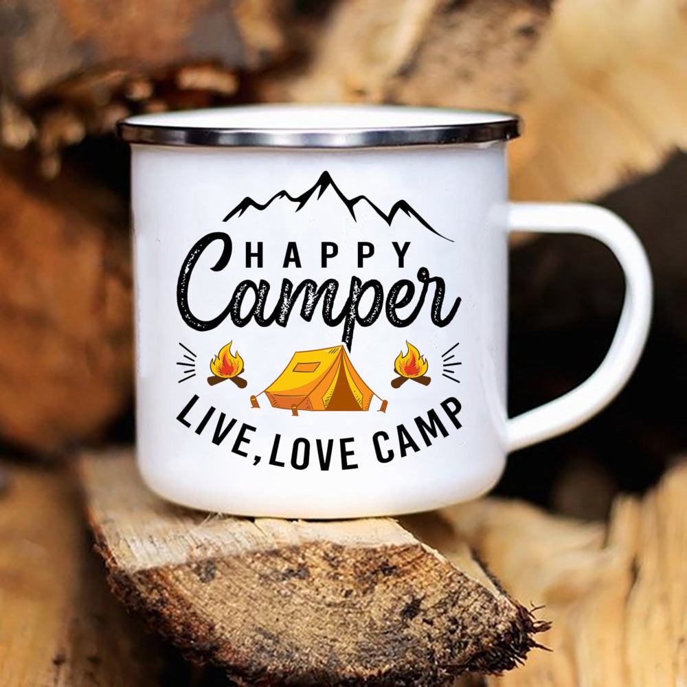 Printed Enamel Camper Mug for Camping and Adventure