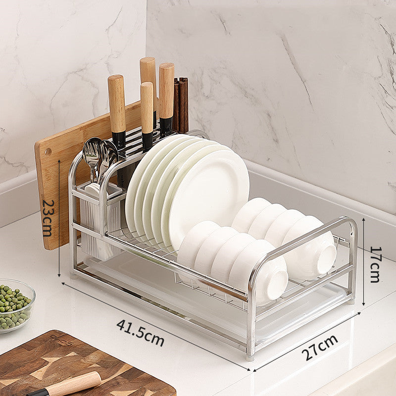 Kitchen Dishware Storage Rack with Drain and Cupboard Organizer