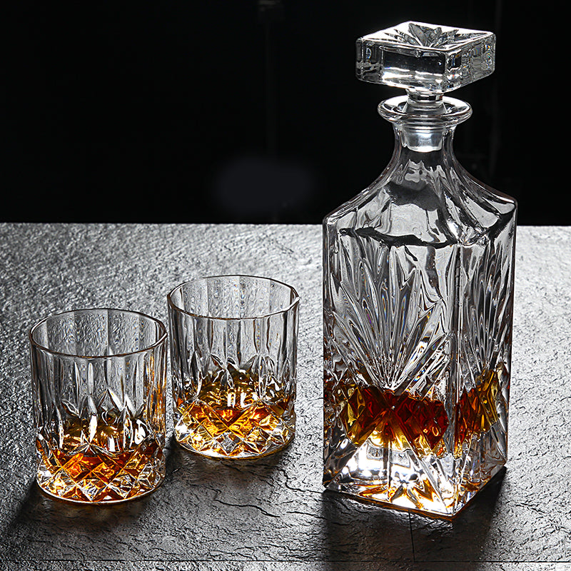 Lead-Free Crystal Whiskey Glass and Decanter Set 6pcs