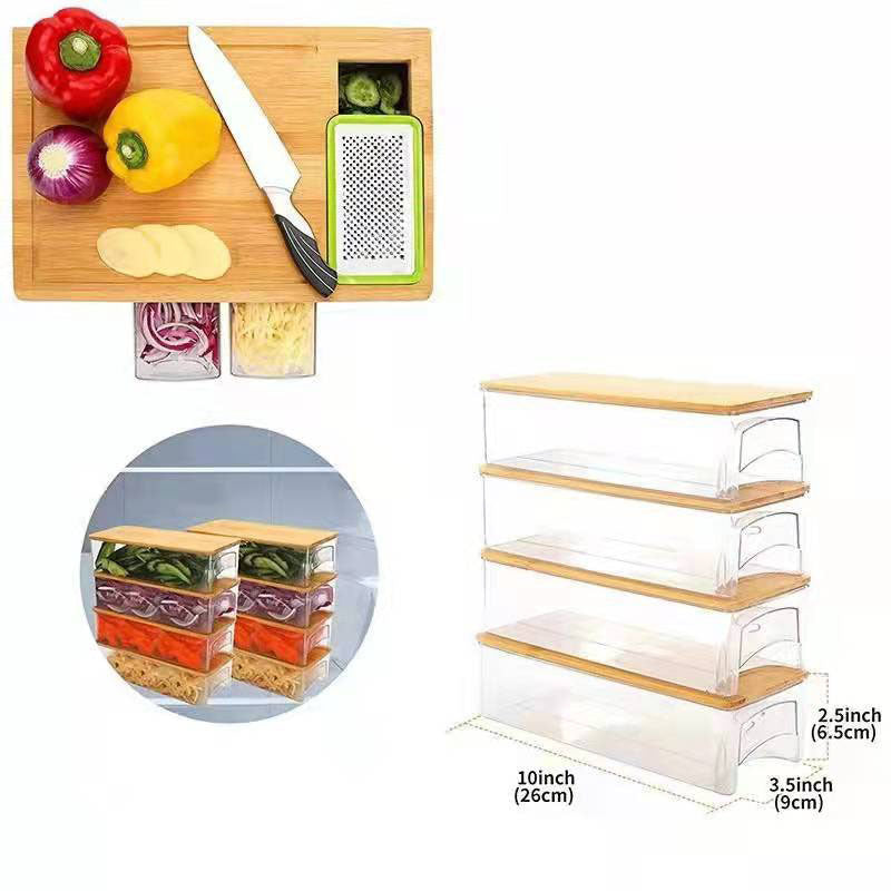 Bamboo Multi-Functional Vegetable Cutting Board With Storage Box