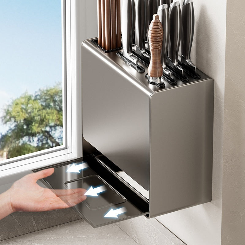 Gun Gray Kitchen Knife Storage and Holder Rack