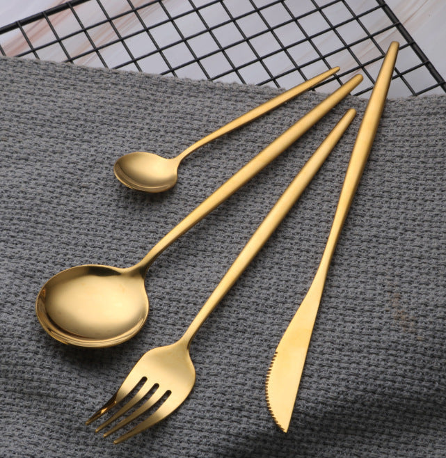 Black and Gold Stainless Steel Cutlery Set