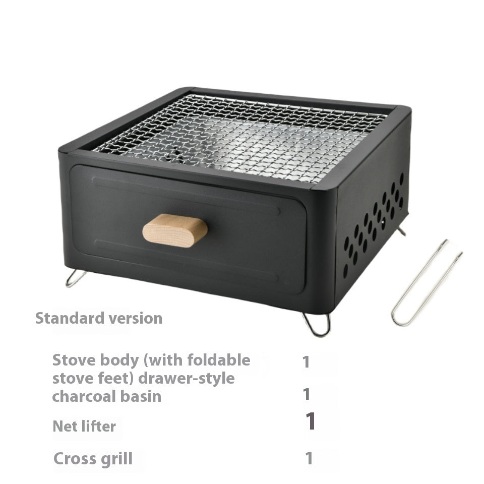 Square Outdoor Charcoal Barbecue Grill Oven