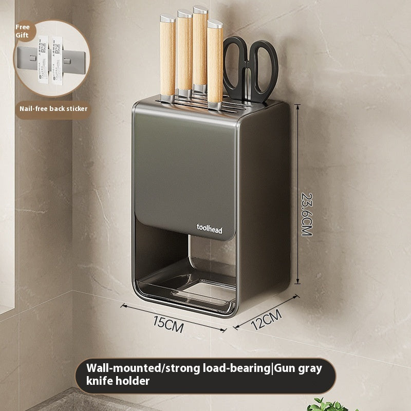 Gun Gray Kitchen Knife Storage and Holder Rack