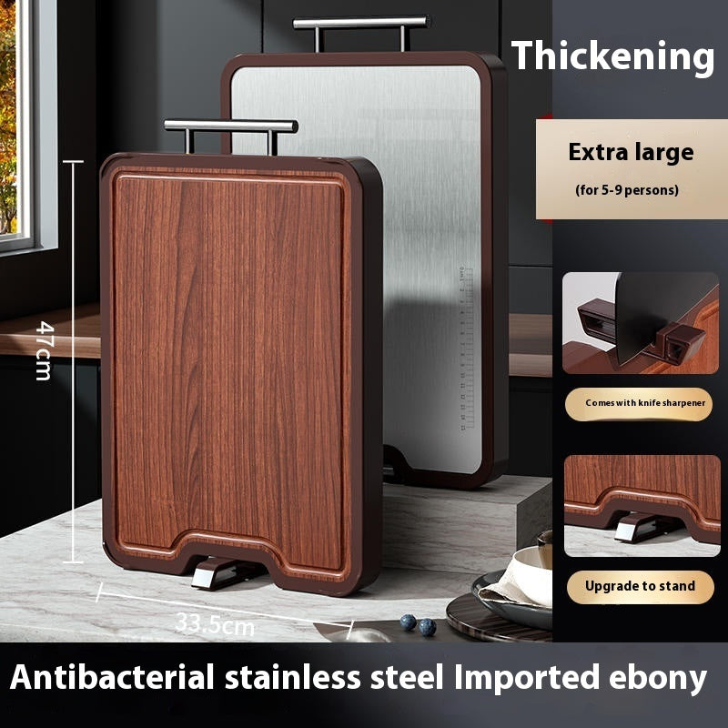 Double-Sided Stainless Steel Ebony Antibacterial Cutting Board