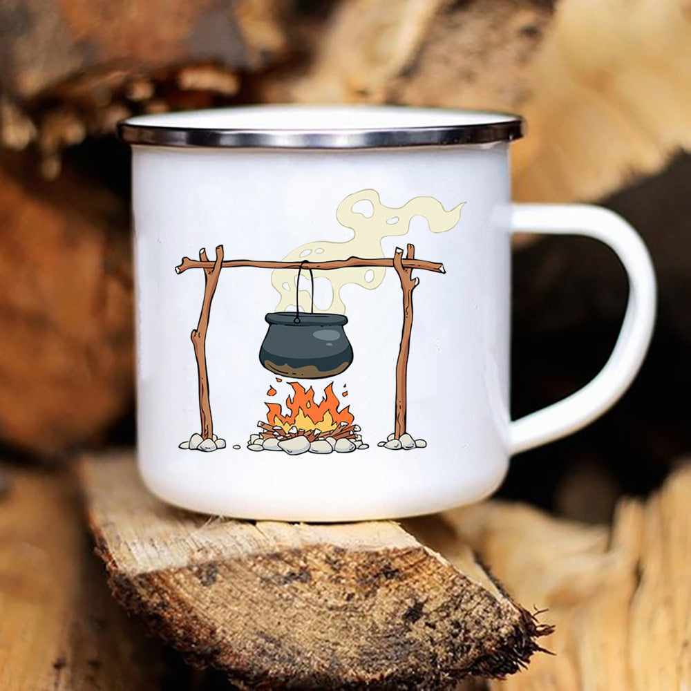Printed Enamel Camper Mug for Camping and Adventure