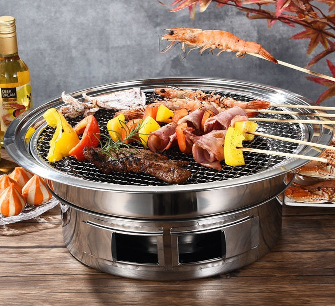 Korean Stainless Steel Charcoal Barbecue Grill for Home and Commercial Use
