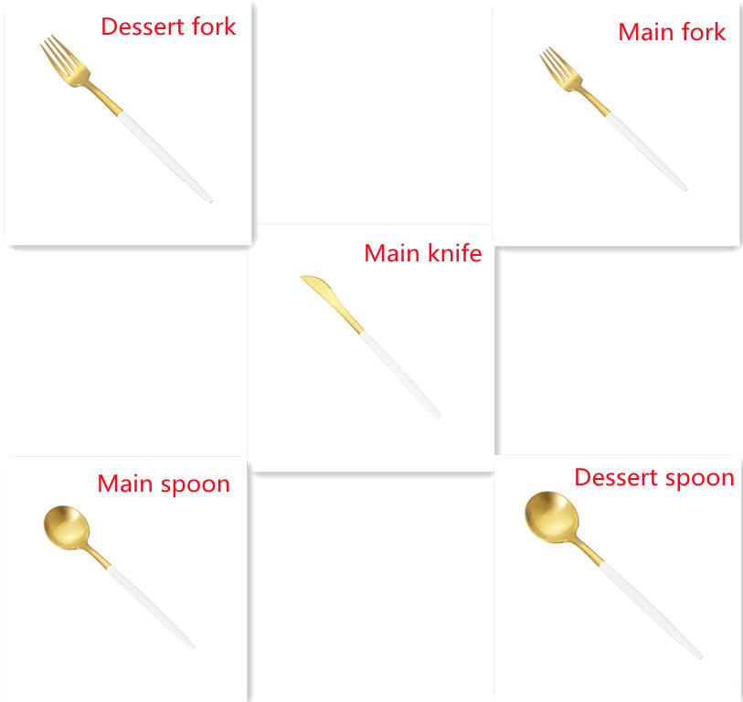 304 Stainless Steel Western Knife, Fork, and Spoon Set