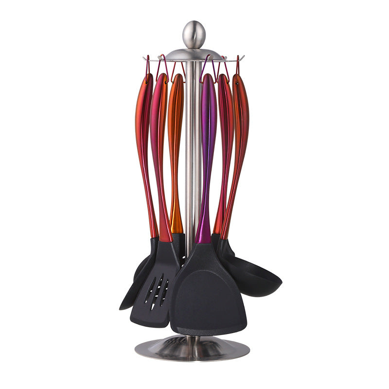 7-Piece Nonstick Pan Stir-Fry Utensil Set with Stand
