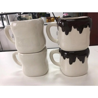 White and Black Marshmallow Ceramic Mug Set