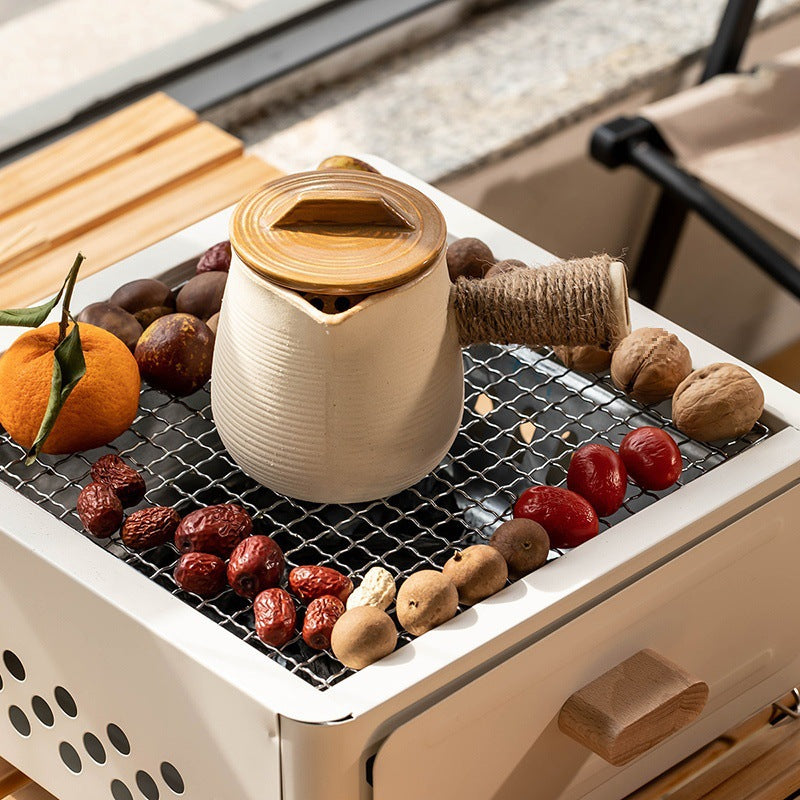 Square Outdoor Charcoal Barbecue Grill Oven