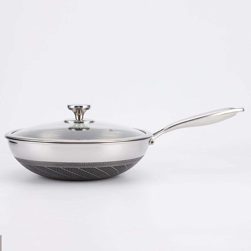 Double-Sided Stainless Steel Honeycomb Frying Pan