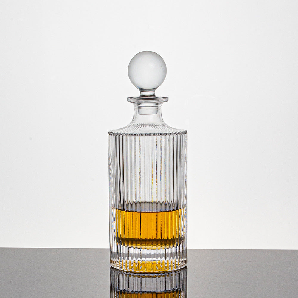 Crystal Whiskey Decanter and Glass Barware Set With Lid