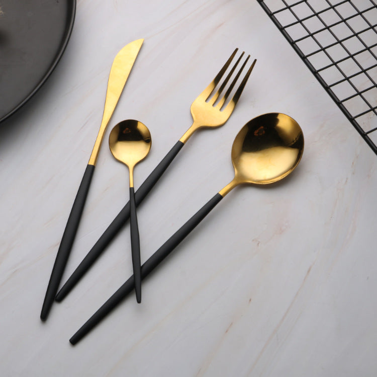 Black and Gold Stainless Steel Cutlery Set